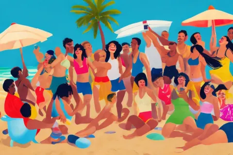 Group Gathering Beach Party