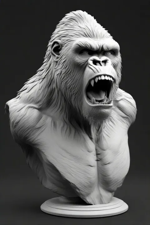 Gorilla Bust 3D Sculpture