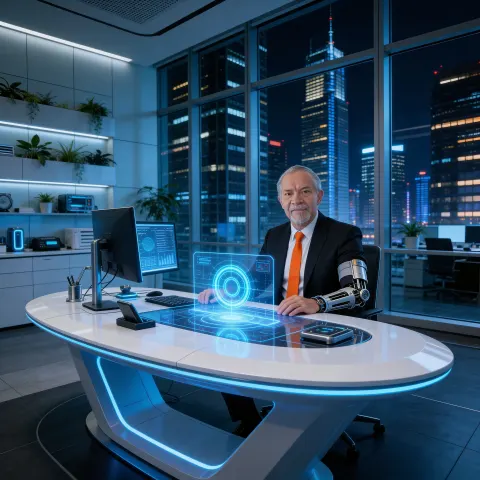 Executive At Holographic Desk
