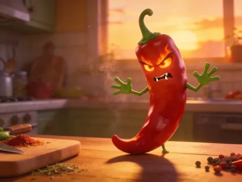 Pixar Style Chili Pepper Character