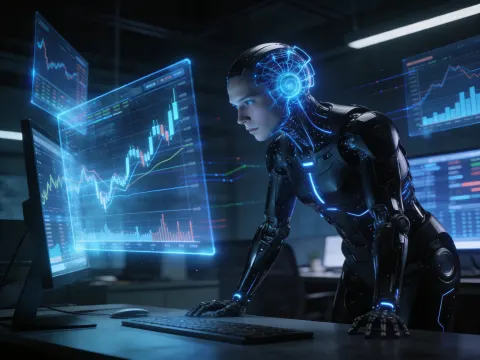 AI Robot Trader Holographic Charts