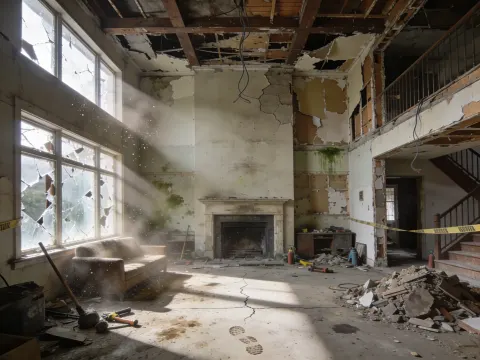 Abandoned Living Room Fireplace