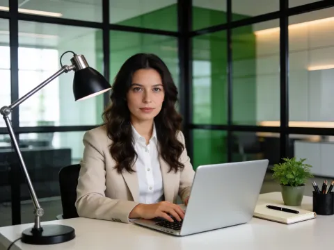 Professional Woman At Office Desk