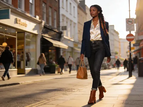 Woman Walking Down High Street