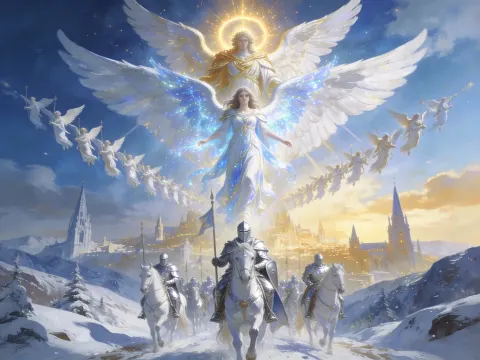 Angelic Host Descending From Sky