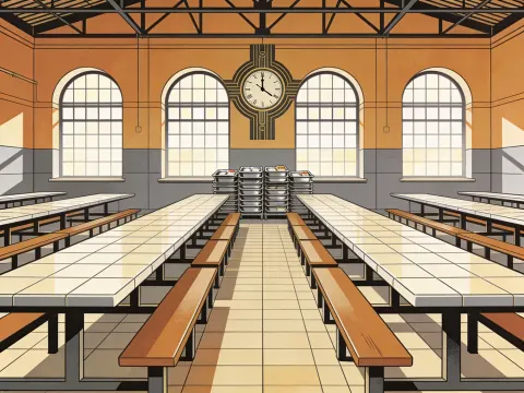 Empty Workers Canteen Hall