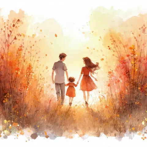 Whimsical Hand Drawn Family in Warm Colors