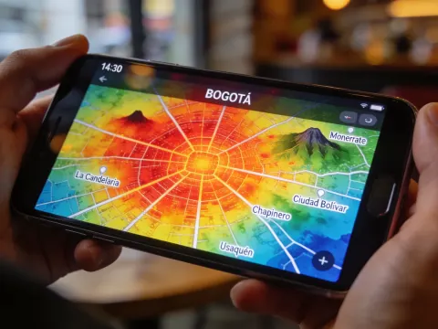 Thermal Heatmap Of Bogota On Phone