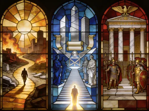 Stained Glass Cathedral Triptych