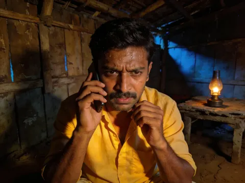 Farmer Making Emergency Phone Call