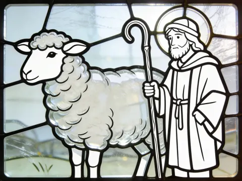 Shepherd And Sheep Coloring Page