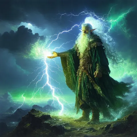 Baroque Elvish Druid Summons the Lightning Storm