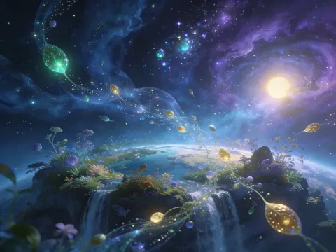 Luminous Seeds Drifting Through Space