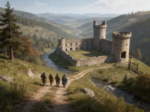 Four Adventurers Overlooking Valley