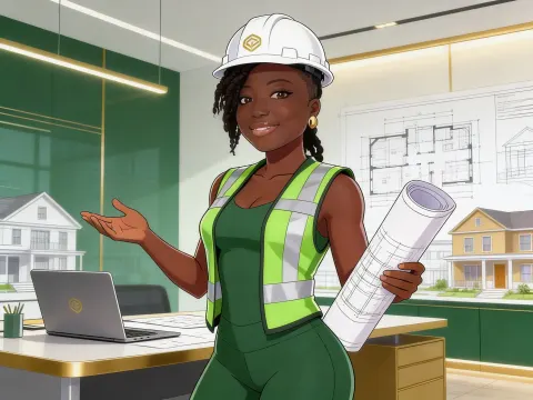 Architect In Safety Helmet Office