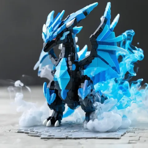 Anime Dialga Figure in Volumetric Laser Light