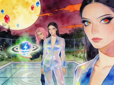 Two Women In Shiny Pantsuits