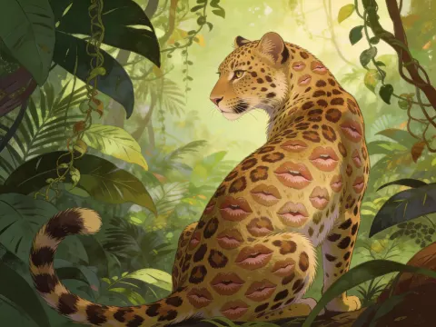 Leopard With Kissing Lip Spots