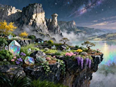 Crystalline Opal Cliffs In Mist