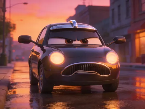 Pixar Style Compact Car Character