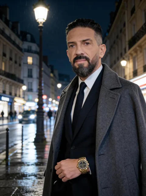 Man In Long Coat Parisian Night