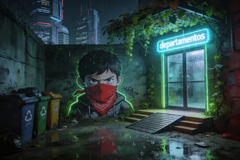 Rainy Alley With Hologram Sign