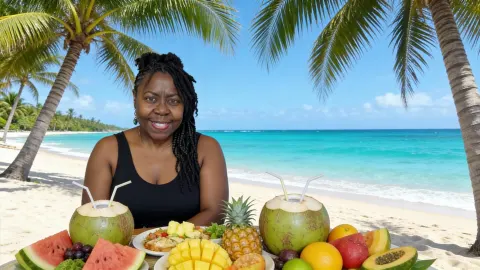 Woman Enjoying Caribbean Scenery