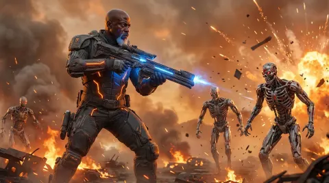 Soldier In Exo Suit Battlefield