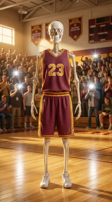Skeleton Basketball Player In Gym