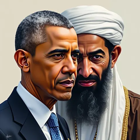 Impressionist Fusion of Obama and Bin Laden