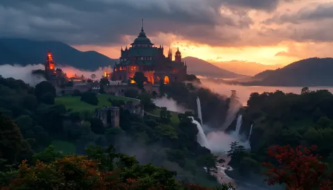 Medieval Fantasy Landscape At Dawn