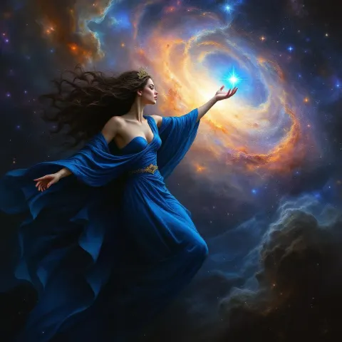 Galactic Goddess In Blue Veils
