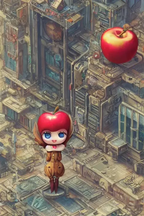 Tiny Steampunk Apple Character