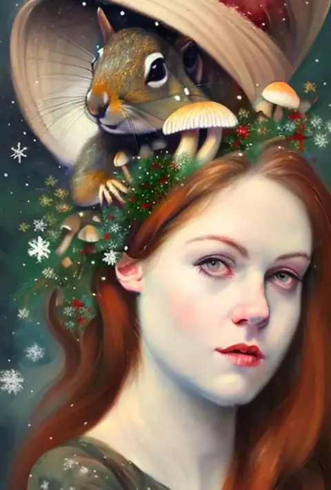 Winter Portrait With Squirrels
