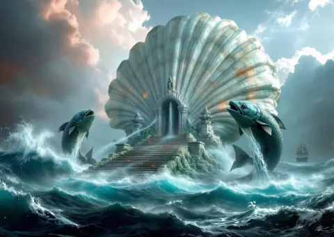 Mermaid Palace In Stormy Sea