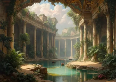 Overgrown Roman Ruin With Canal