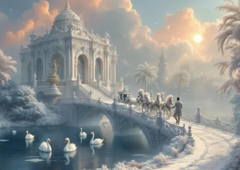Ice Bridge Over Frozen Lake