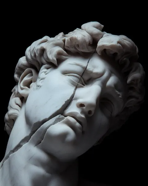 Hyperrealistic Greek Statue Black Background