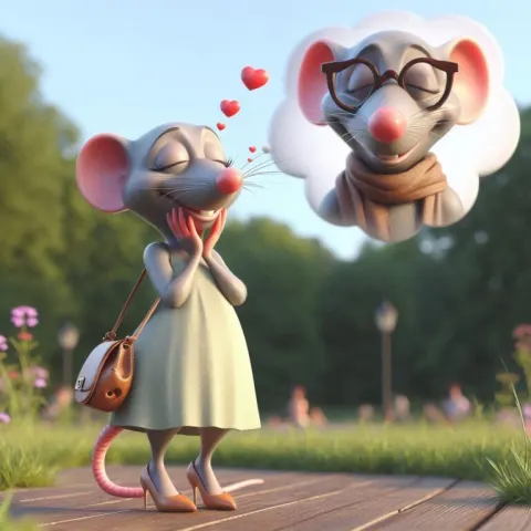 Quirky Female Rat in Love at the Park