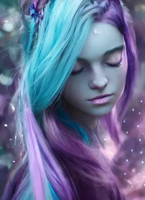 Fairy With Teal And Purple Hair