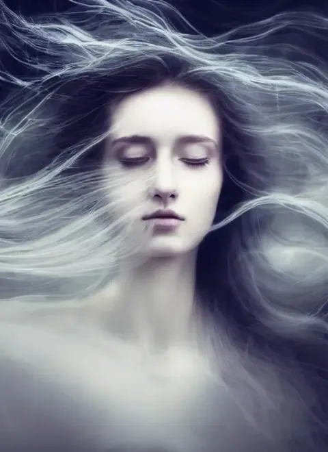Ethereal Woman In Swirling Winds