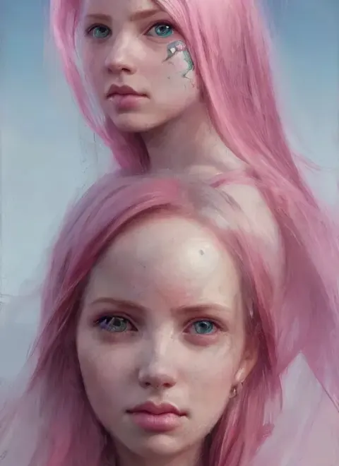 Pink Haired Girl Portrait