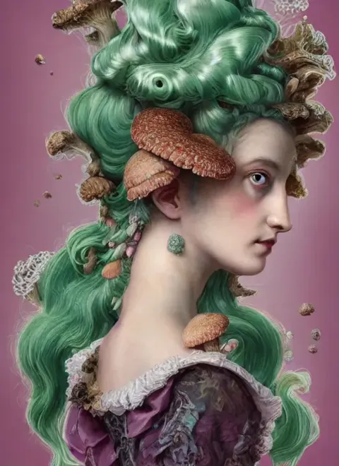 Rococo Woman With Chanterelle Hair