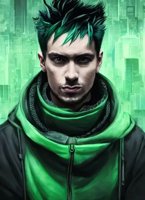 Hacker Portrait Neon City