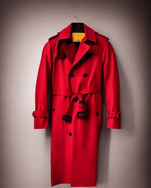 Red Trench Coat Product Photo