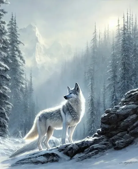 White Wolf In The Tundra