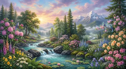 Lush Valley At Sunrise