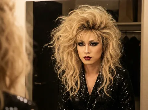 Drag Queen With 1980s Big Hair