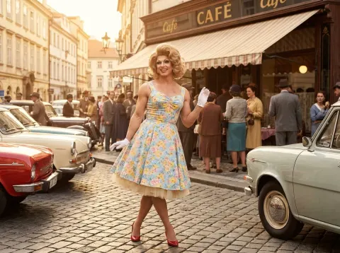 Drag Queen In 1950s Vintage Style