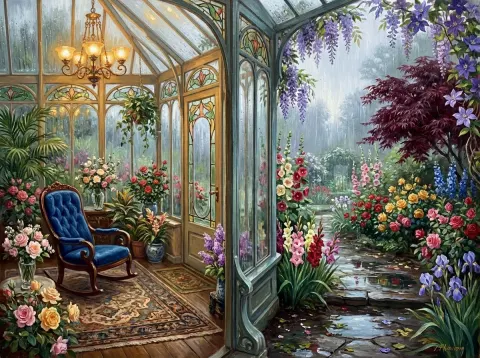 Art Nouveau Greenhouse And Roses